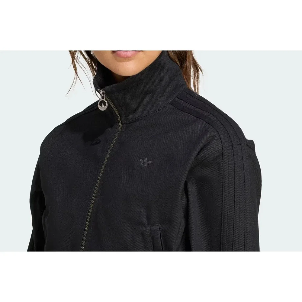 adidas Originals Firebird Twill Cropped Track Jacket Womens Small Black JW7267